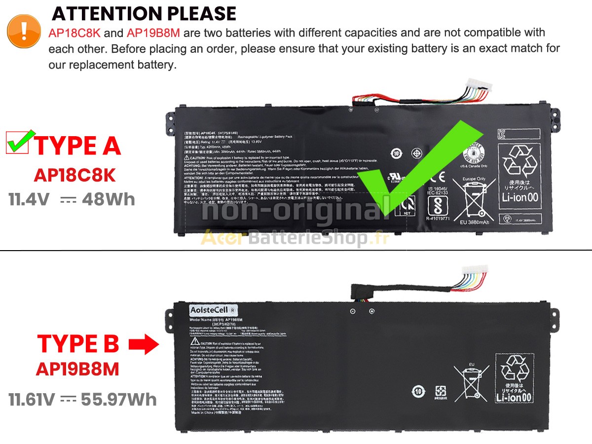 Batterie de haute performance pour Acer Aspire 3 A315-44P-R636