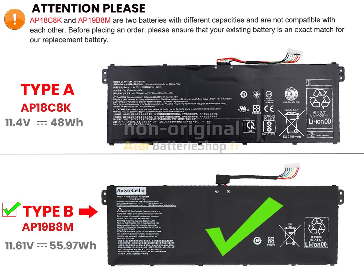 Batterie de haute performance pour Acer Aspire 3 A315-44P-R636